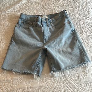 Madewell high rise mid length denim shorts